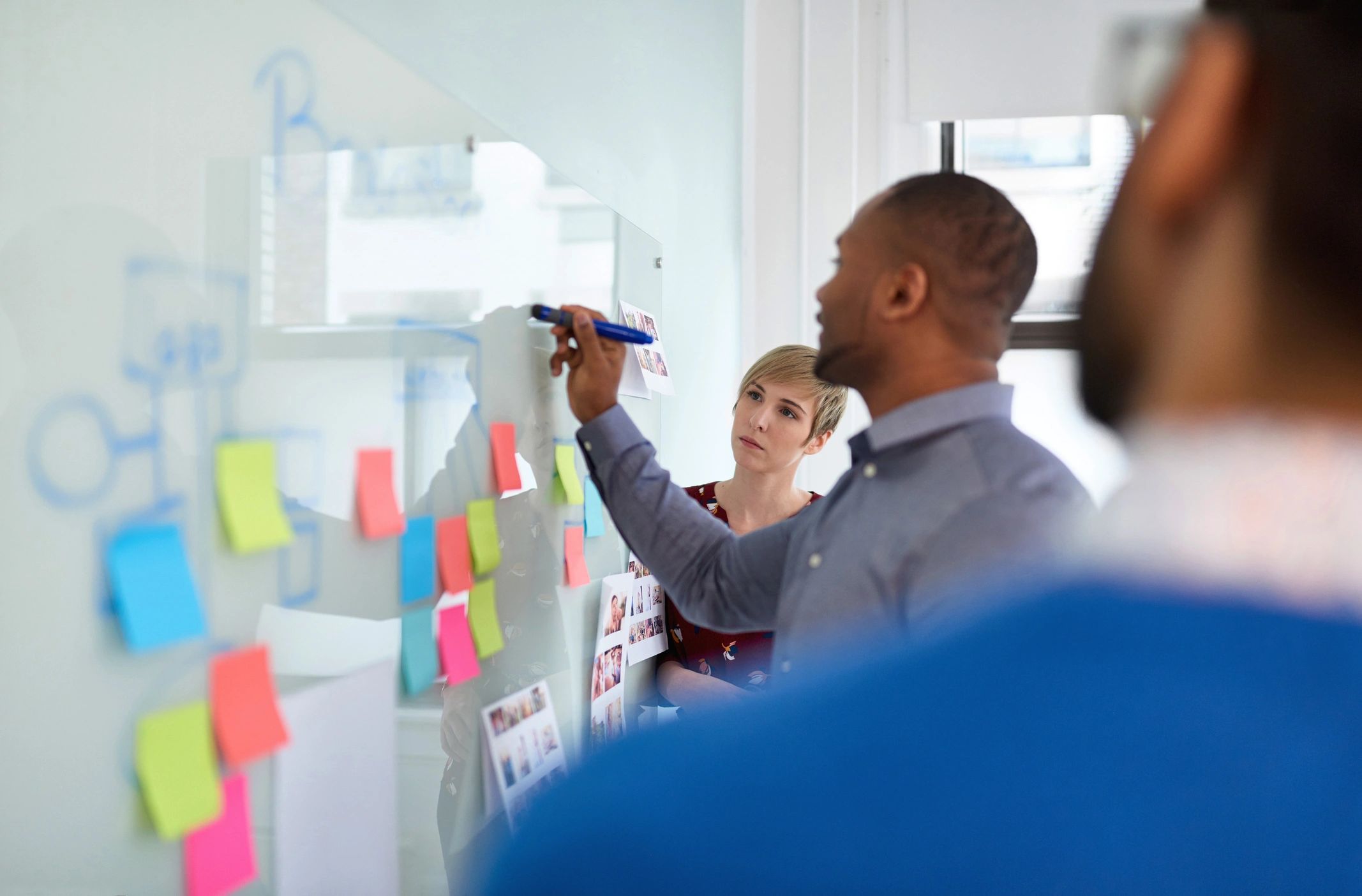 Creative team collaborating during a brainstorming session